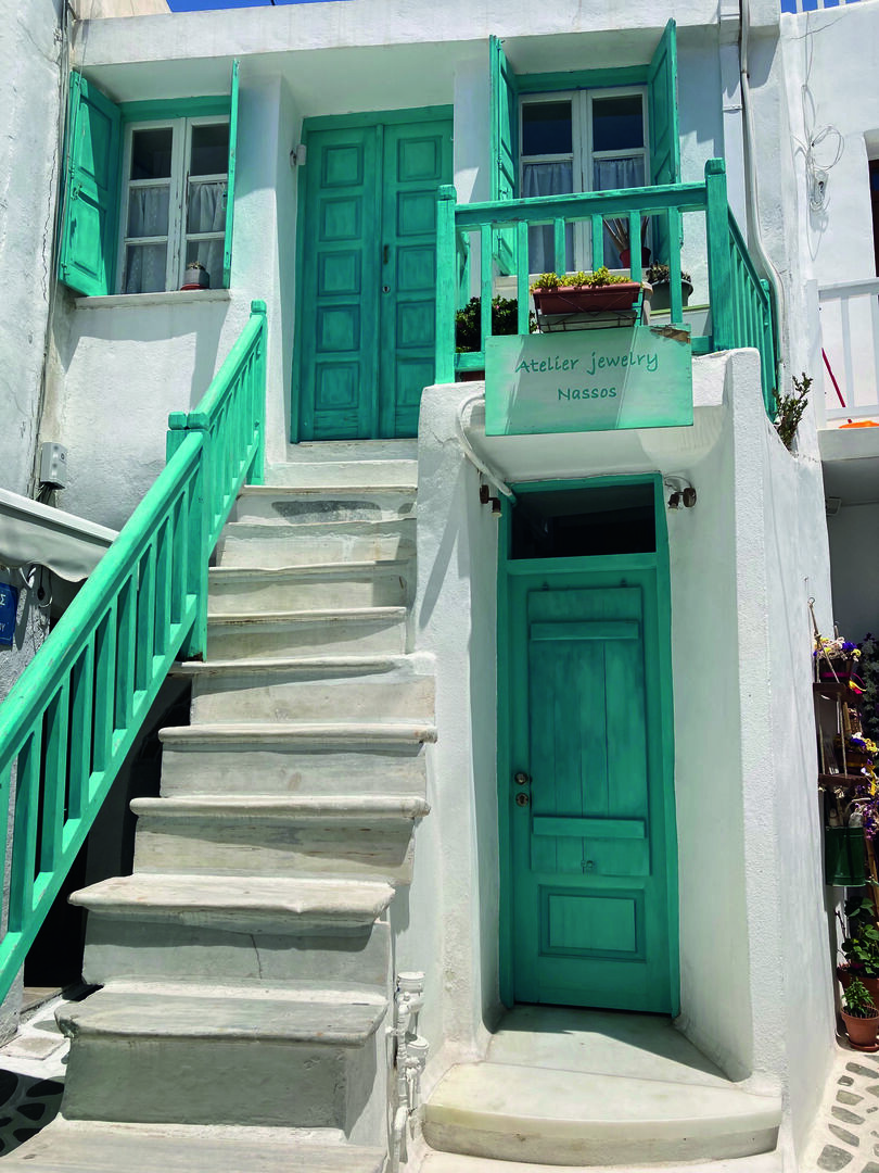 Türkisfarbenes Haus in Naxos Stadt