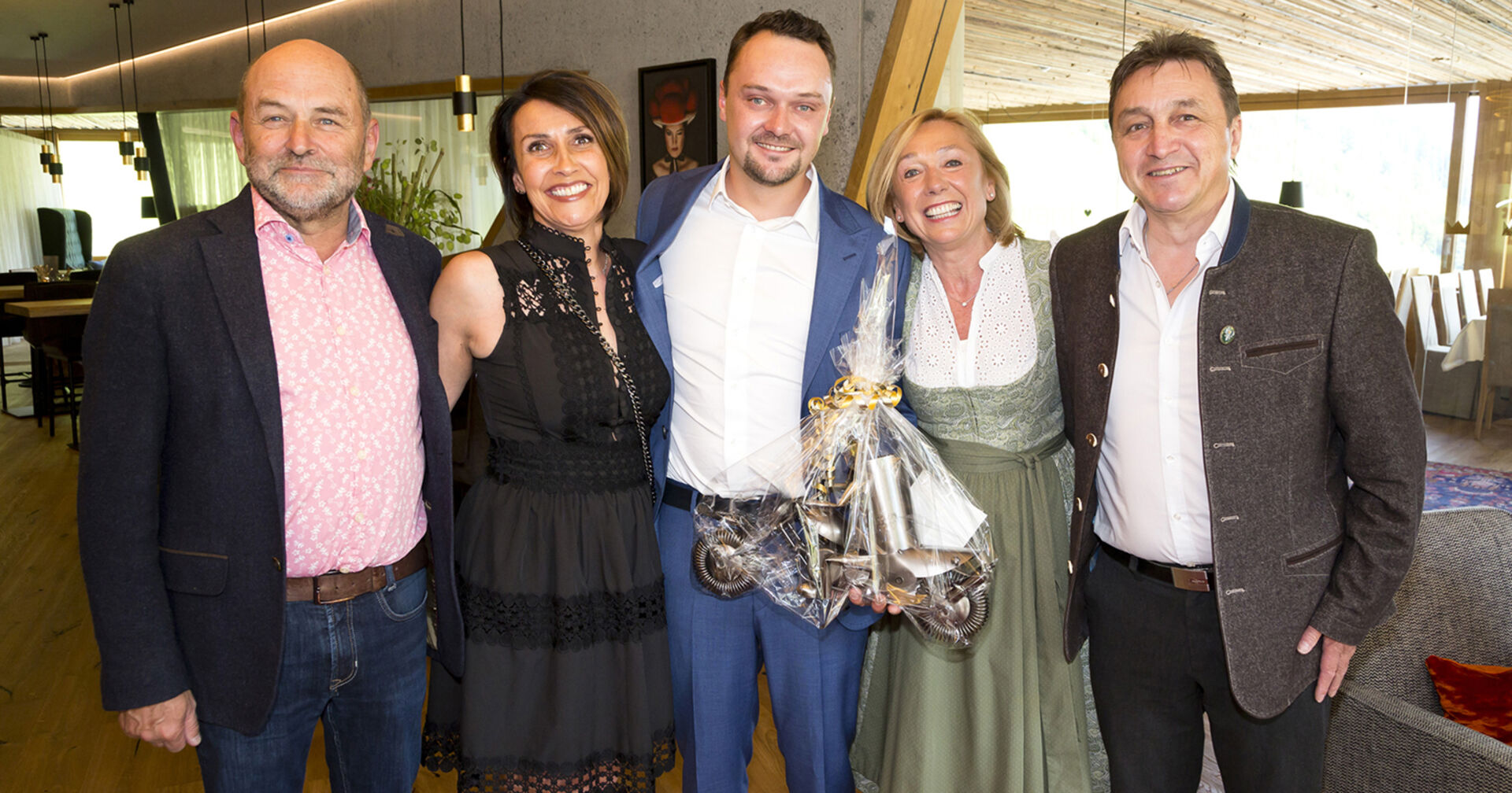Frank Sperger, Manuela Konzett, Fabio Sperger, Hildegard Sperger und Bürgermeister Werner Konzett