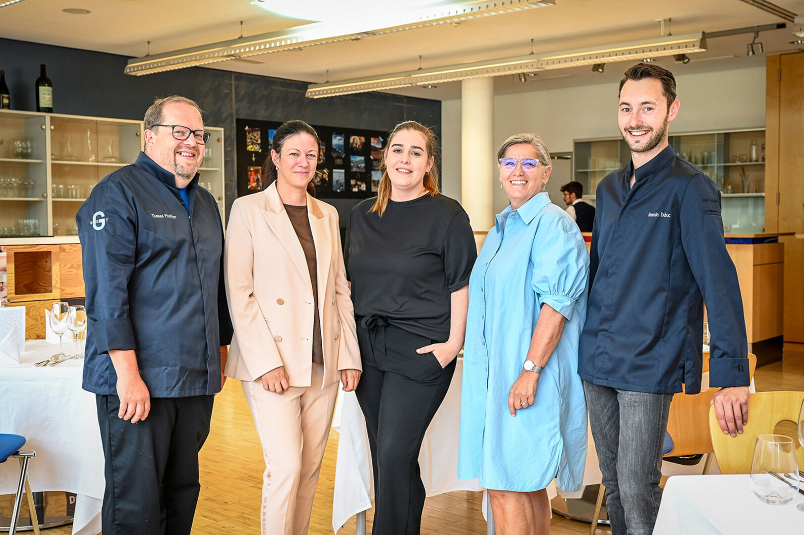 Thomas Pfeiffer, Dir. Nicole Okhowat-Lehner, Gabriele Bitsche, Andrea Huber, Romain Dubuc (v. li.)