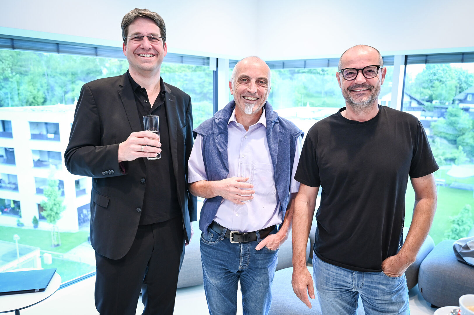 Oliver Schwendinger (Soltain), Johannes Lutz (Hypo Vorarlberg) und Martin Steiner (Kreispunkt  Physiotherapie) (v. li.)