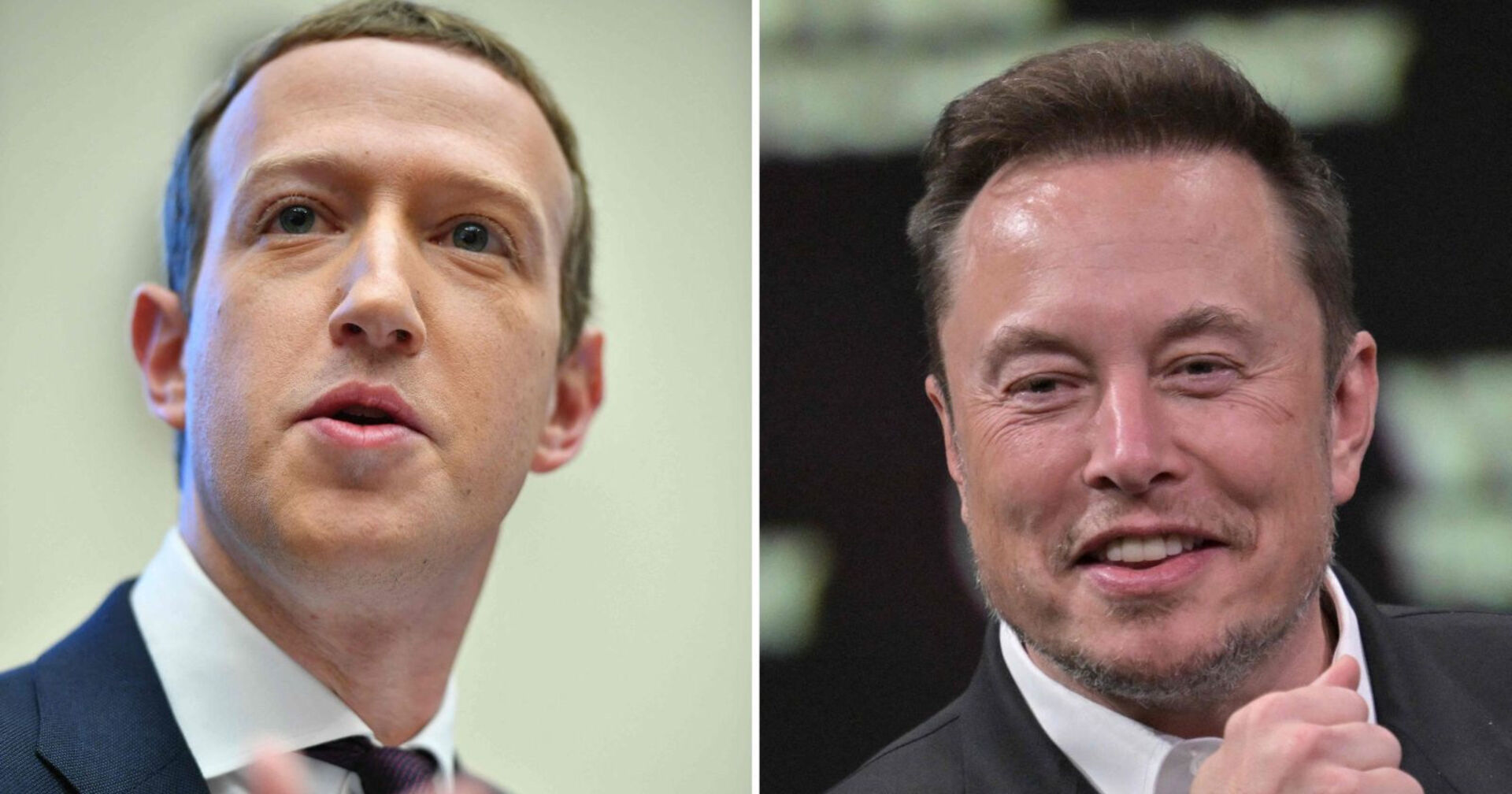 Fotos von Marc Zuckerberg und Elon Musk gegenübergestellt.