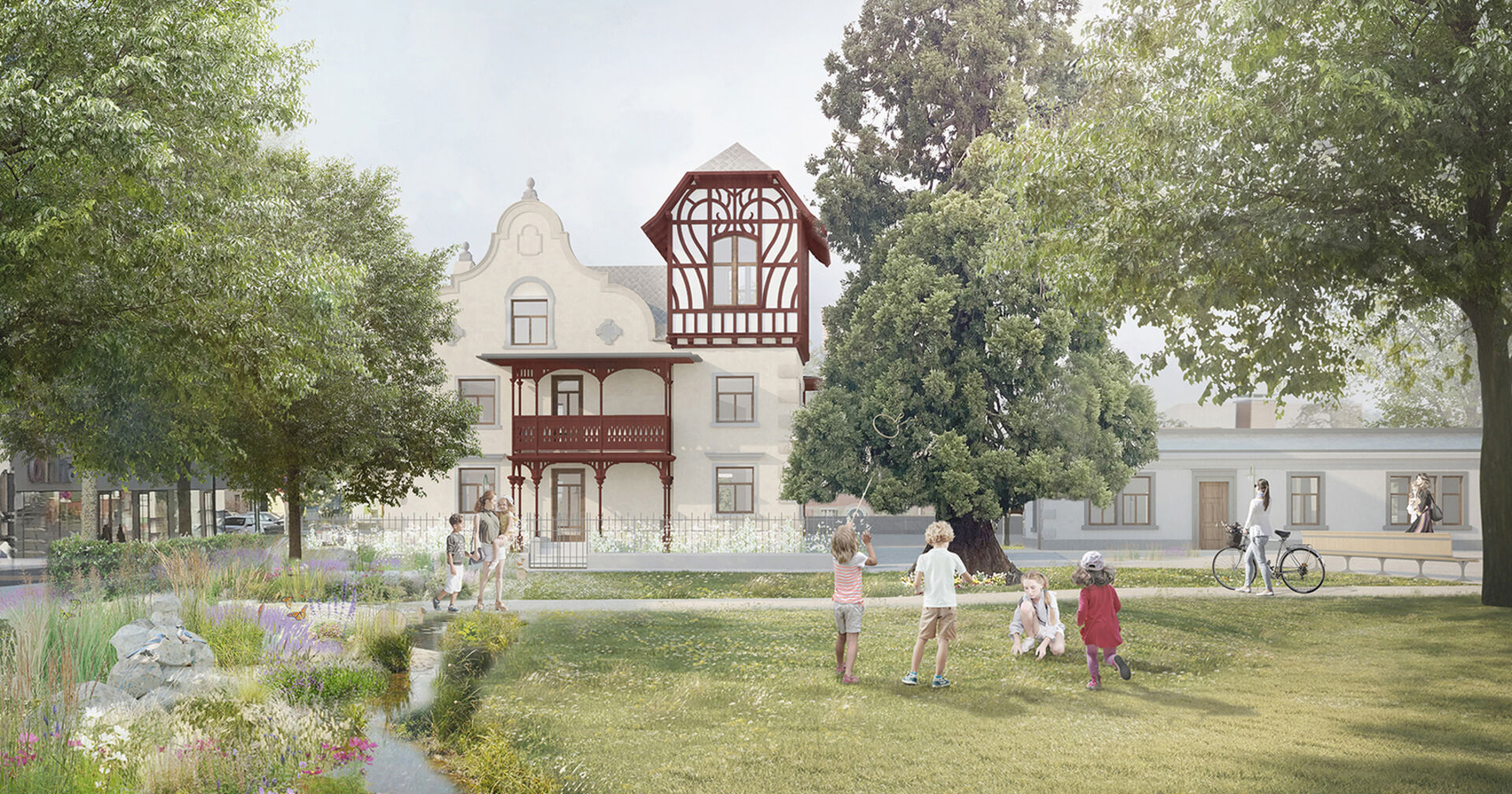 Visualisierung des Parks bei der Häusle-Villa.