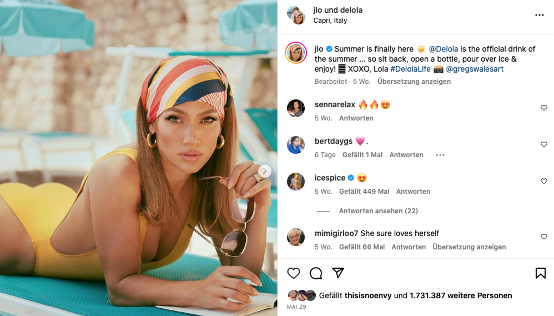 Lopez wirbt für ihre Cocktail-Marke