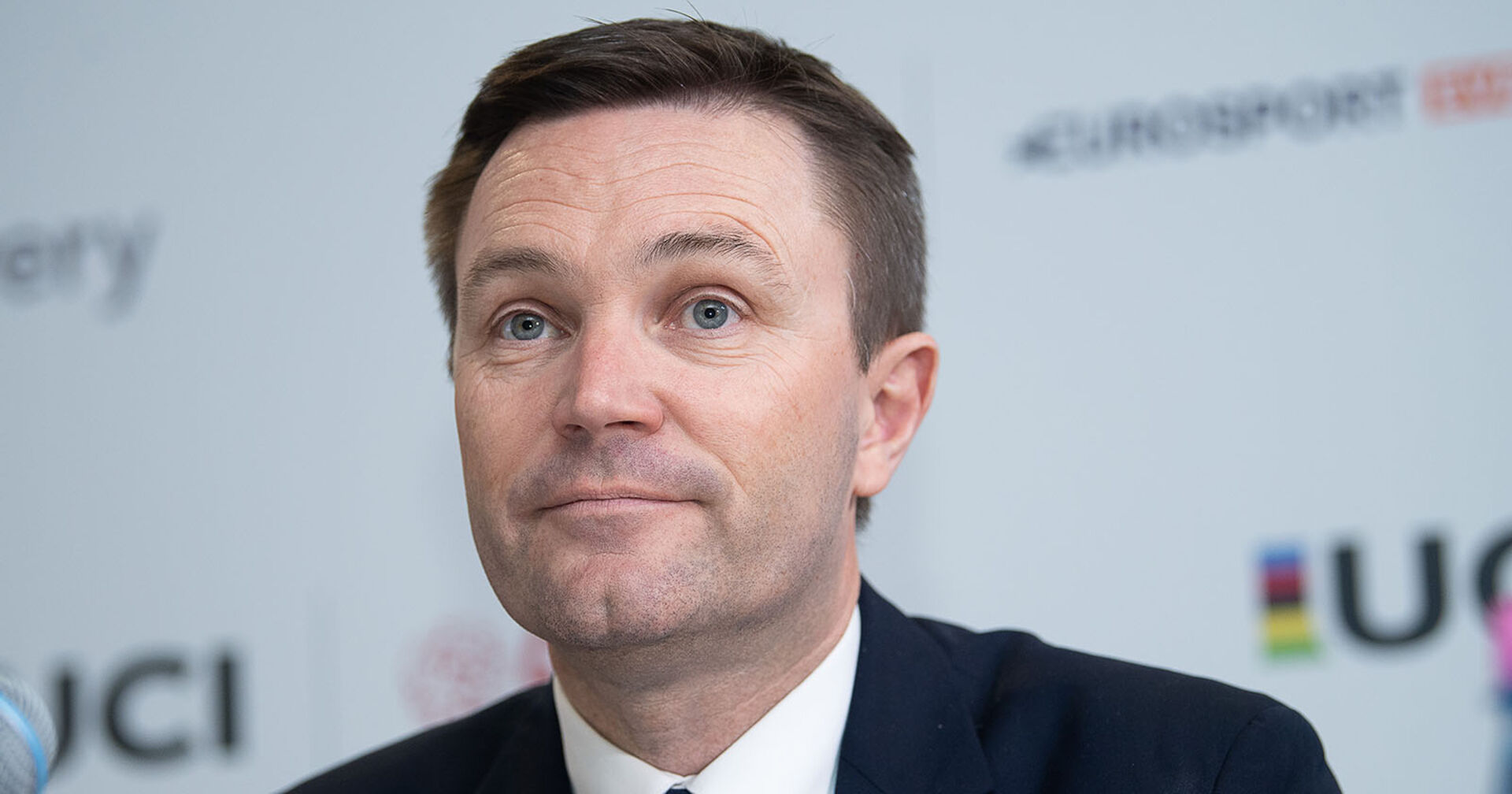 UCI-Präsident David Lappartient im Rahmen einer Pressekonferenz