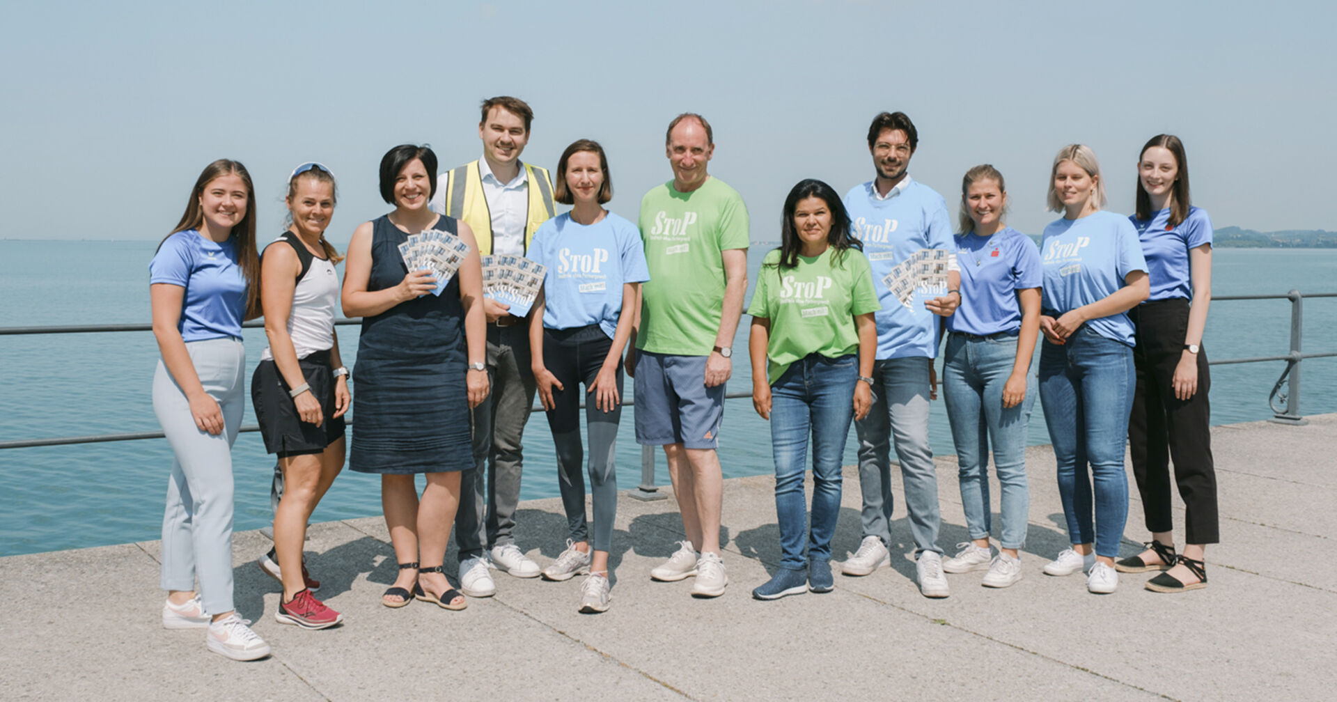Gemeinsames Zeichen gegen Partnergewalt beim diesjährigen 3-Länder-Marathon am 8. Oktober.