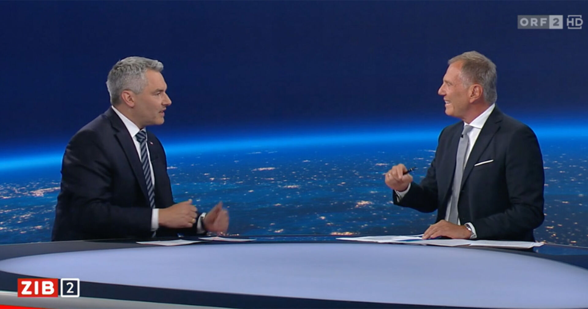 Bundeskanzler Karl Nehammer im ZIB2-Interview bei Armin Wolf