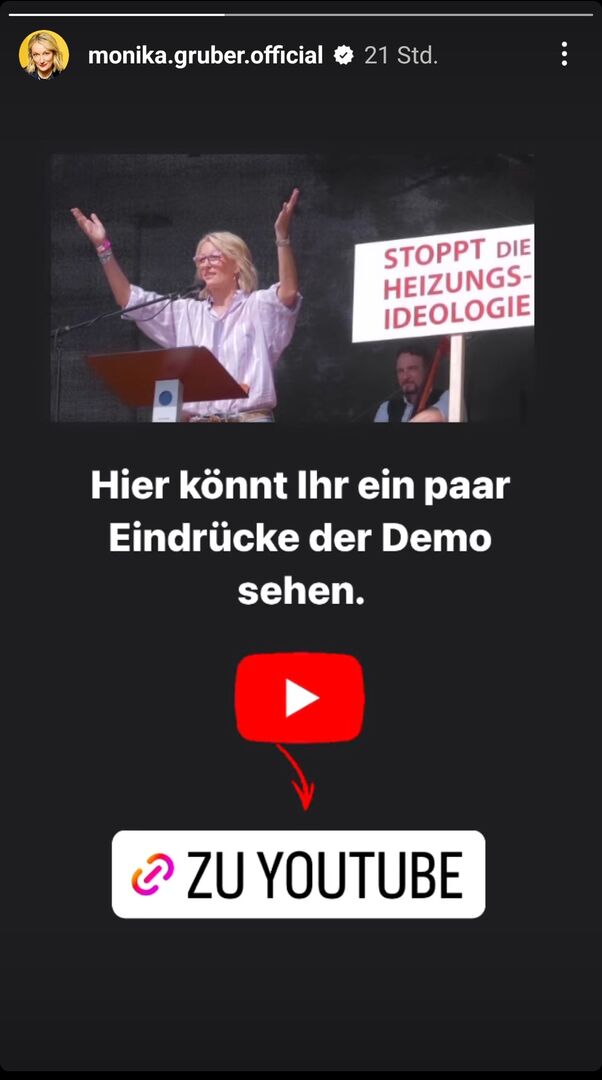 Screenshot von Monika Grubers Insta-Account