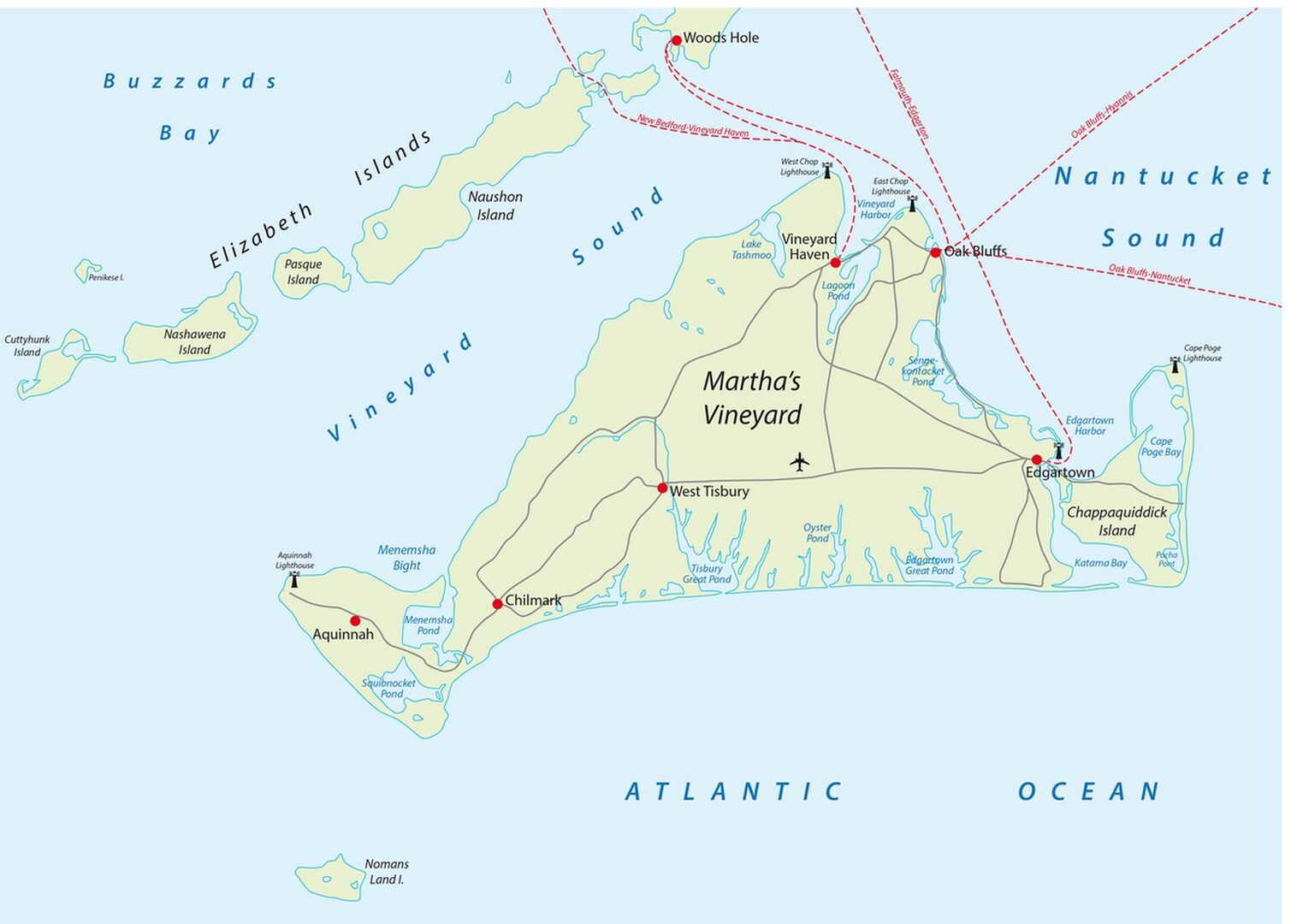 Karte der Promi-Insel Martha’s Vineyard .