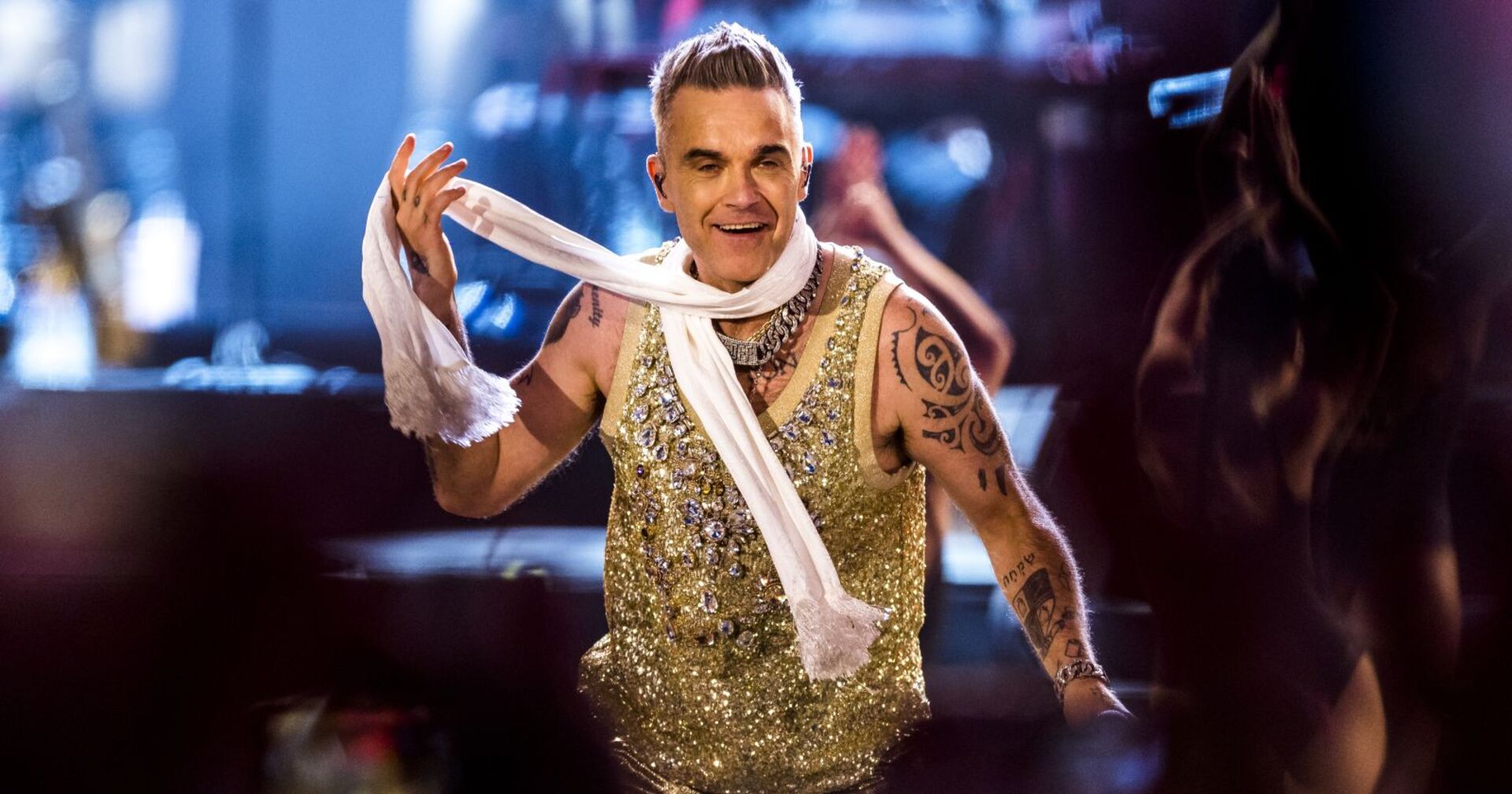 Robbie Williams auf der Bühne.