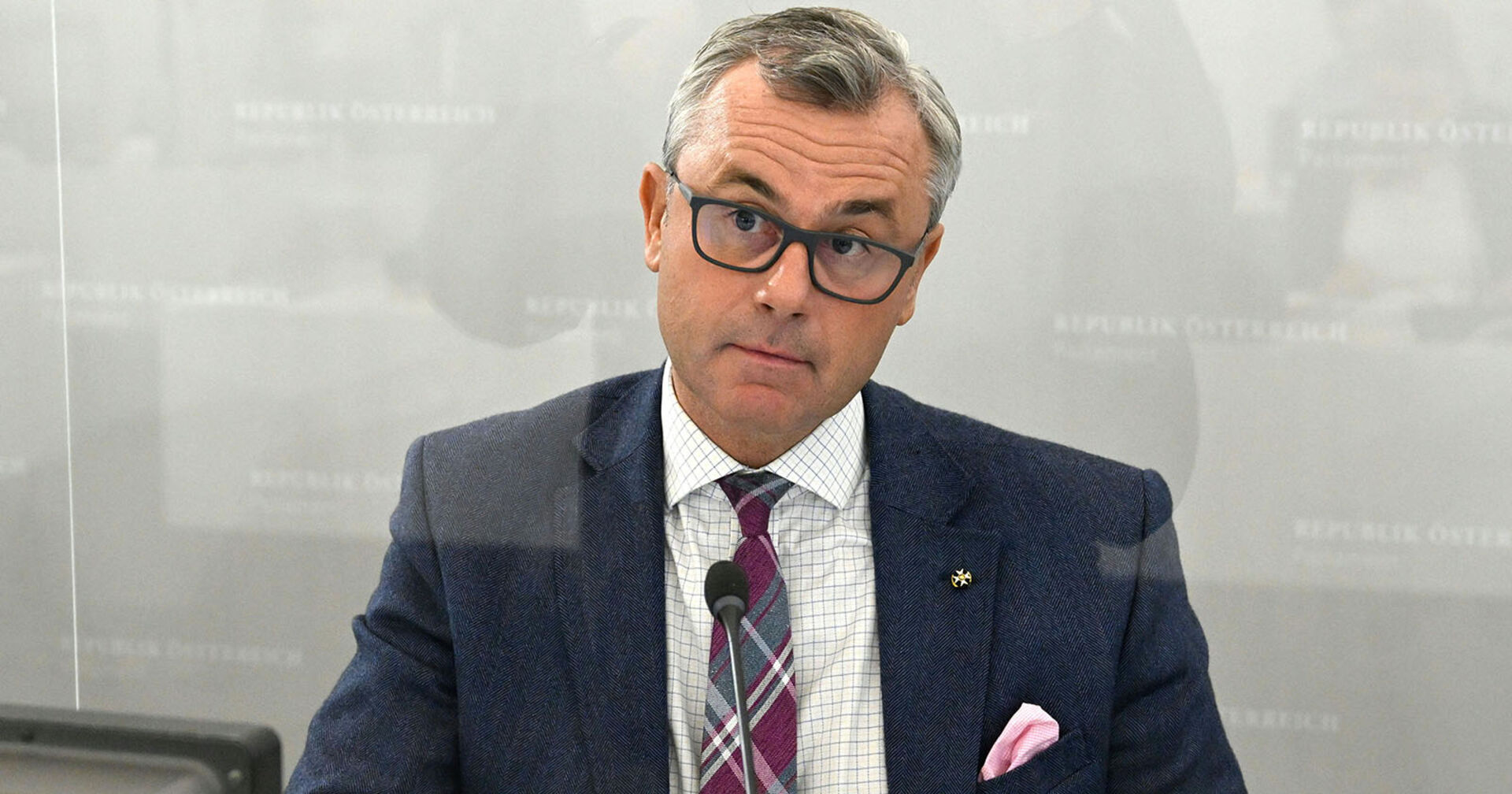 Norbert Hofer (FPÖ) anlässlich des ÖVP-Korruptions-U-Ausschusses im Camineum der Nationalbibliothek in Wien.