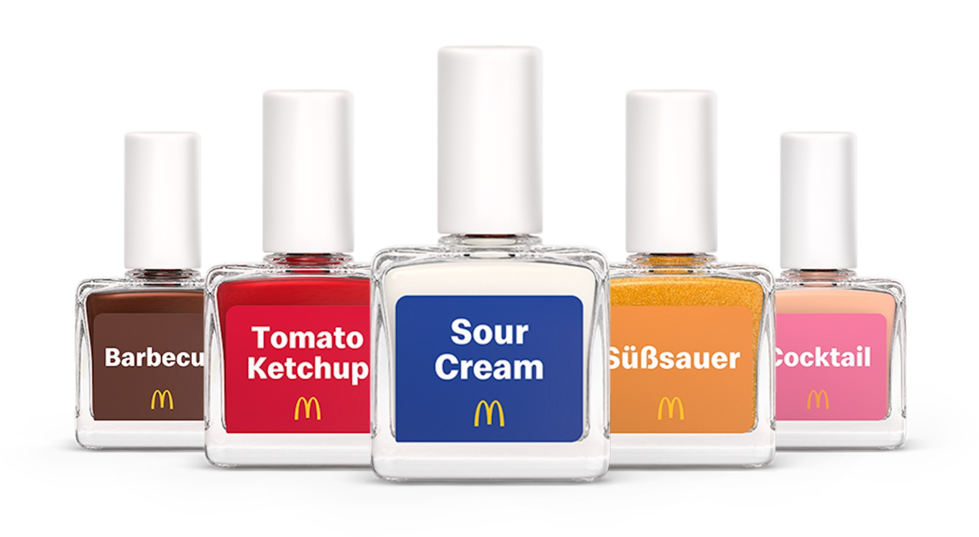 Alle fünf Nagellacke in den verschiedenen Farben.