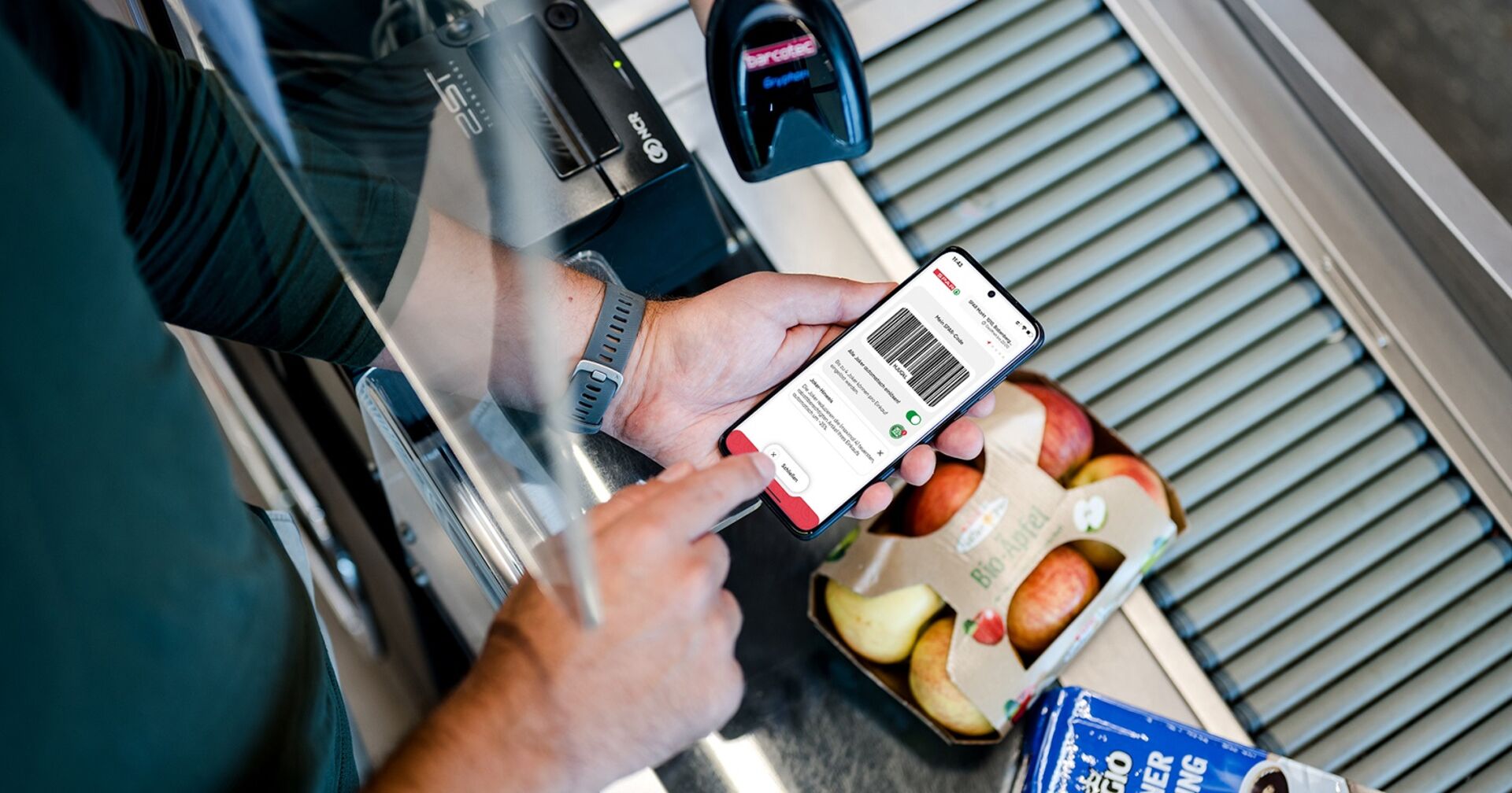 Die App in Aktion an der Kasse