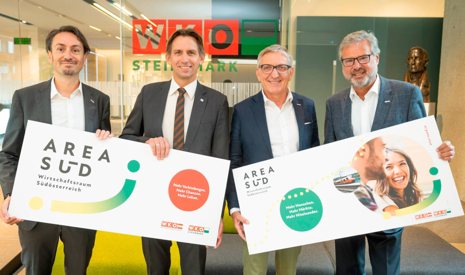 Ewald Verhounig (Leiter des Instituts für Wirtschaft- und Standortentwicklung), Joachim Schnabel (ARGE Koralm), WKO Steiermark Präsident Josef Herk, WKO Steiermark Direktor Karl-Heinz Dernoscheg