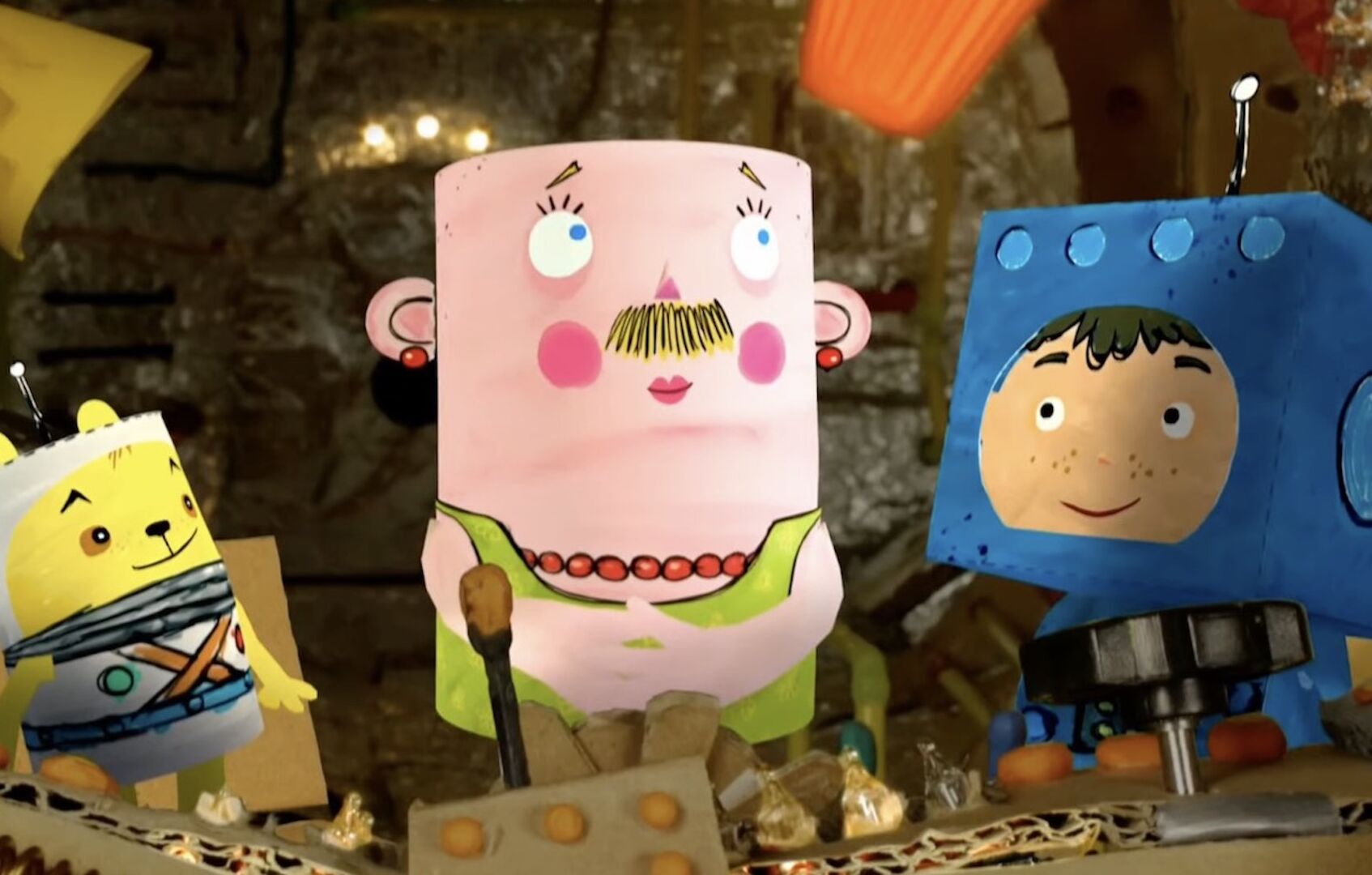 Ausschnitt aus Sandmännchen mit Herrn Ingeborg und zwei weiteren Figuren.