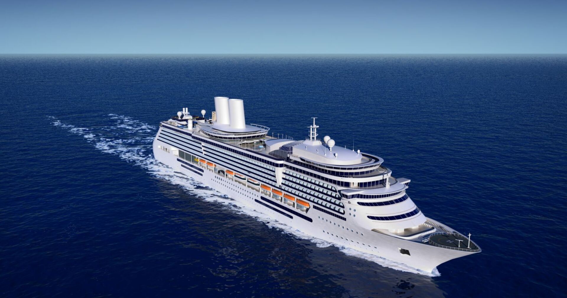 Ein Kreuzfahrtschiff im Ozean.