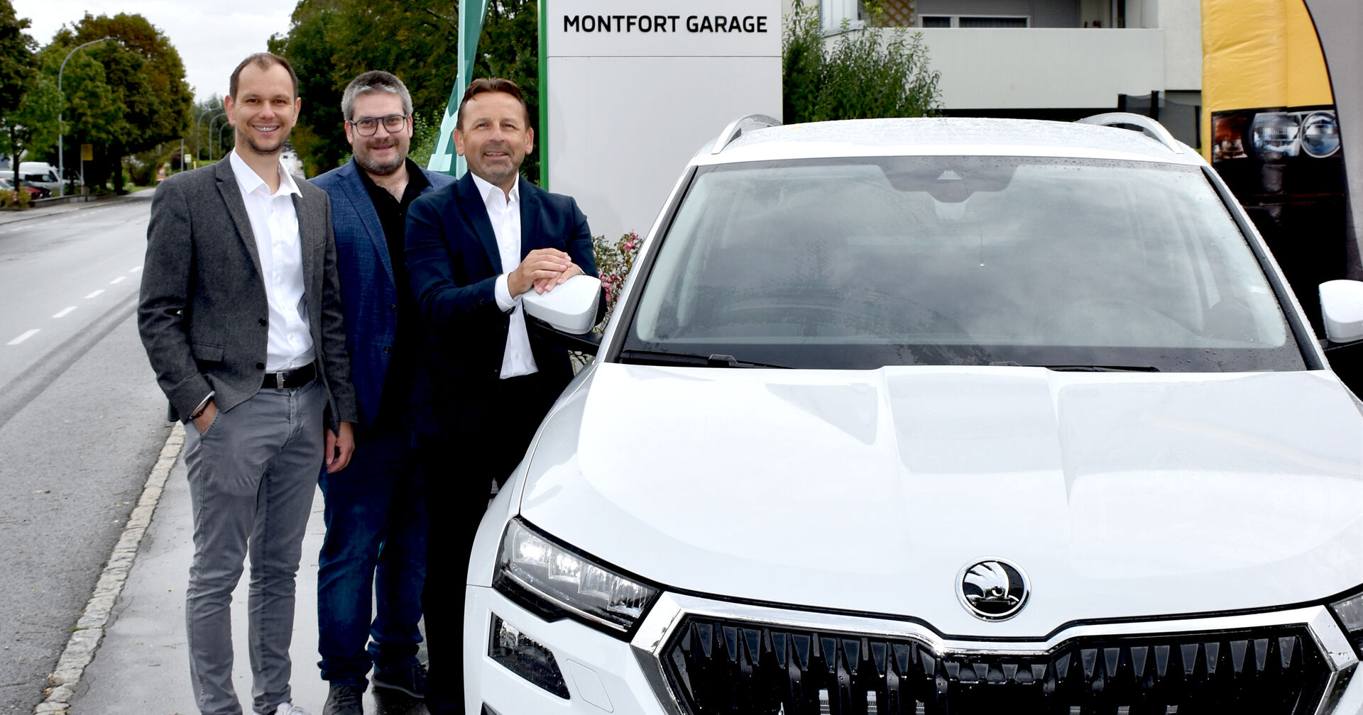 SKODA: Philipp Sagmeister, Mathias Roidinger und GF Markus Maier (Montfort Garage)