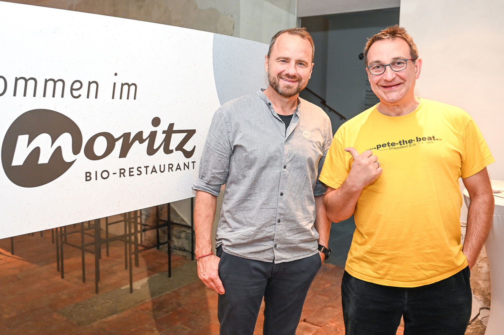MORITZ BIO-RESTAURANT HOHENEMS: Marc Brugger mit Beatboxer „Pete the Beat“ (v. li)