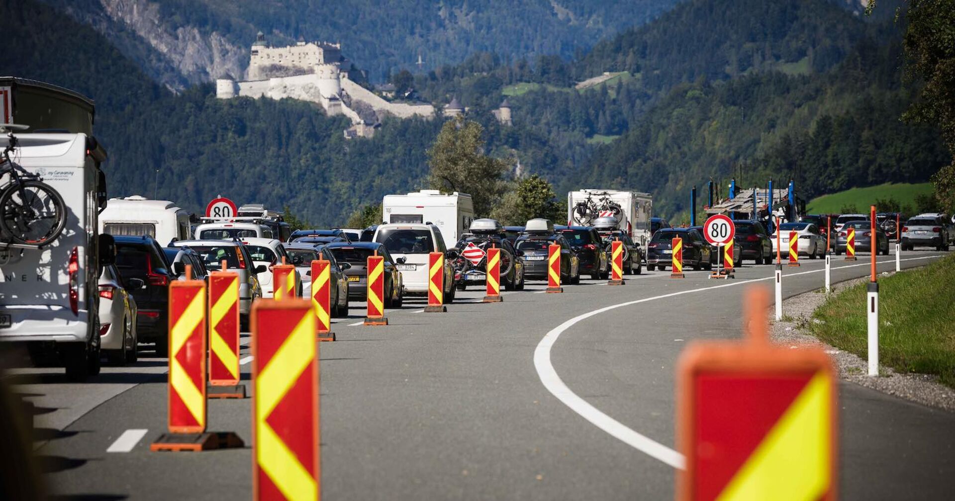 Stau auf der A10 in Salzburg