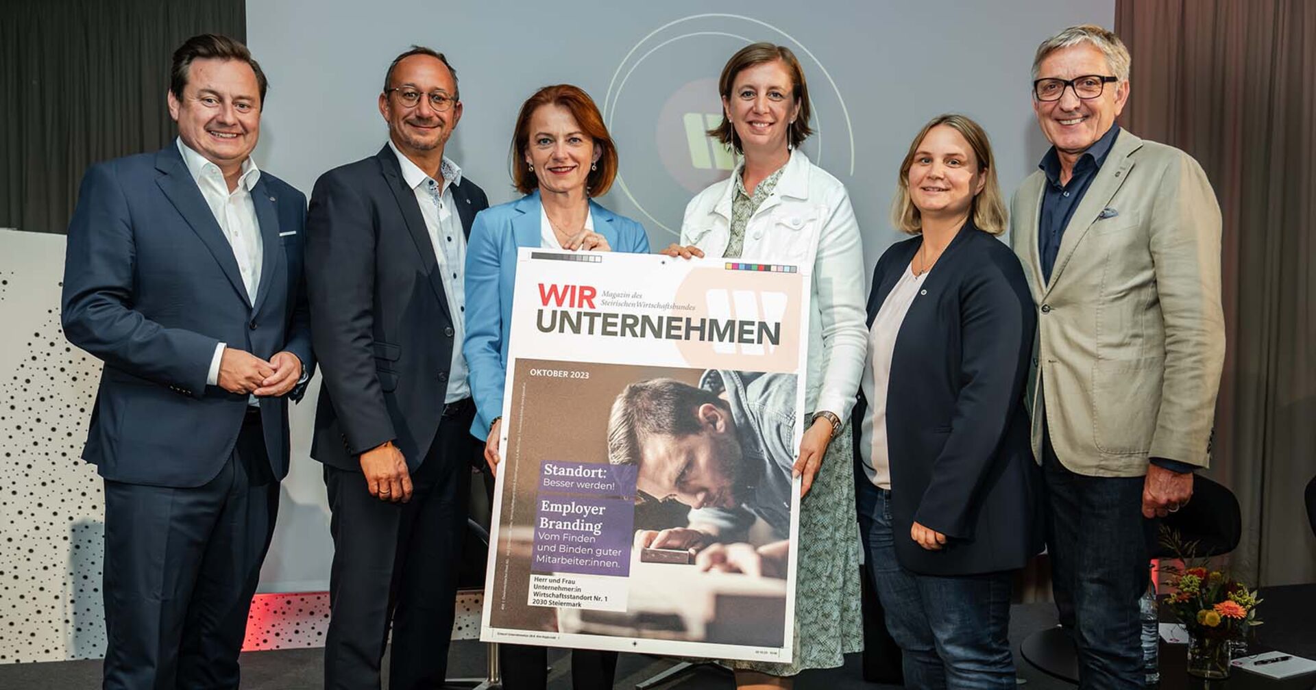 WB-Generalsekretär Kurt Egger, WB Steiermark-Direktor Jochen Pack, Simone Schmiedtbauer, Landesrätin Barbara Eibinger-Miedl, Nationalratsabgeordnete Martina Kaufmann und WKO-Präsident Josef Herk