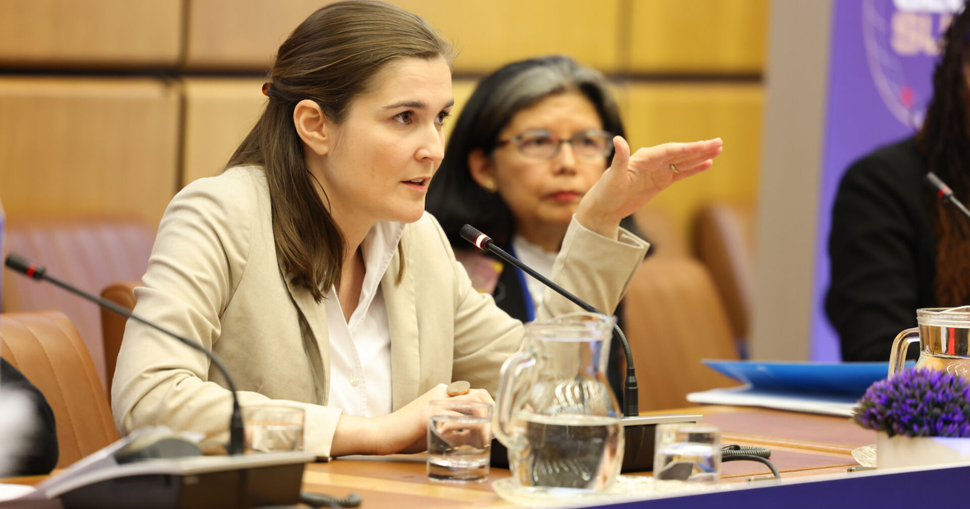 Panel, Porträt einer Frau die spricht und gestikuliert