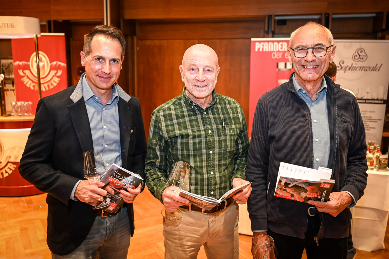 Stephan Lenz (rose plastic AG) mit den ehem. Meckatzer Bier-Führungskräfte Poldi Schneider und Gerd Hagenauer