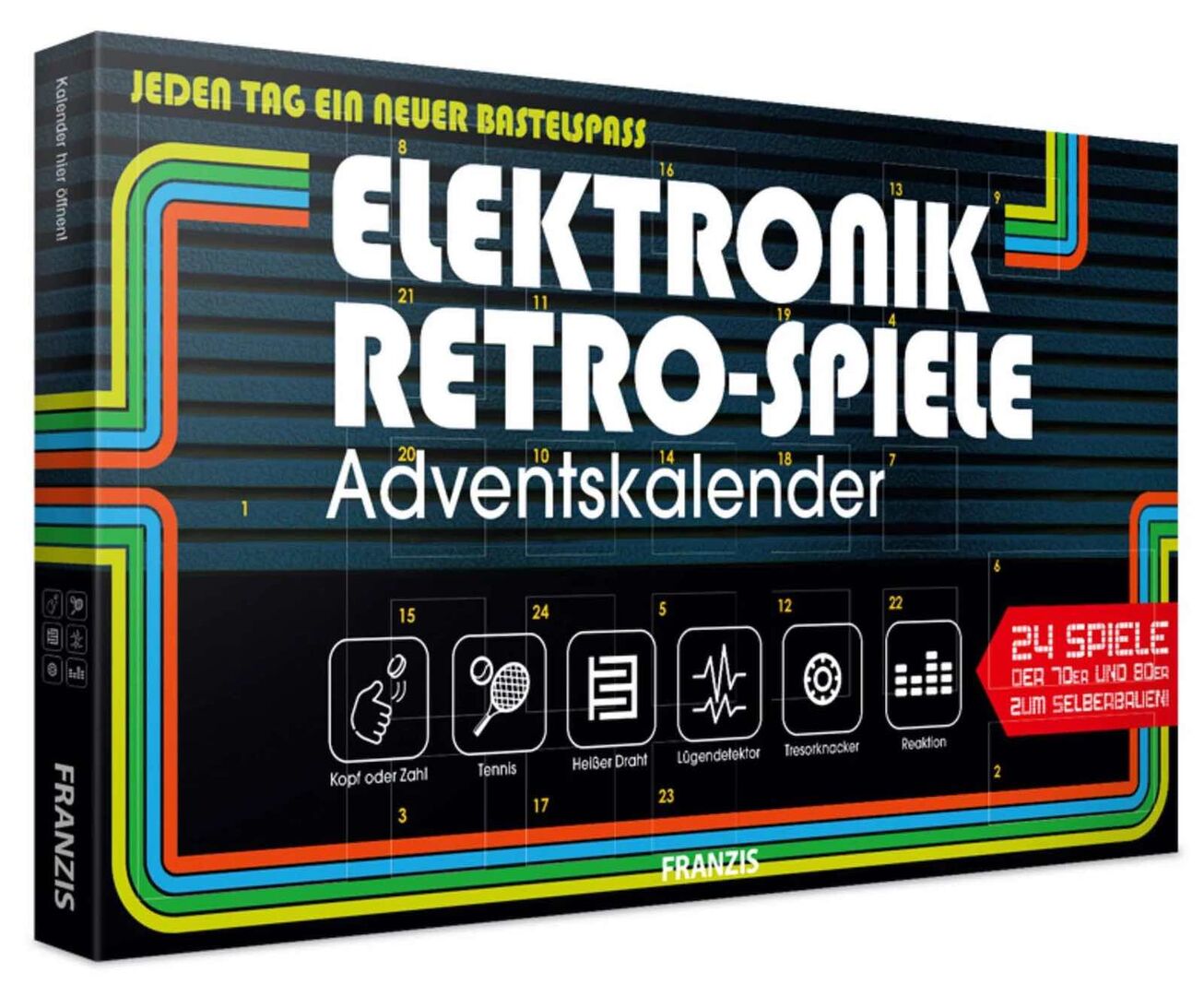 Verpackung des Elektronik Retro-Spiele Adventskalenders.