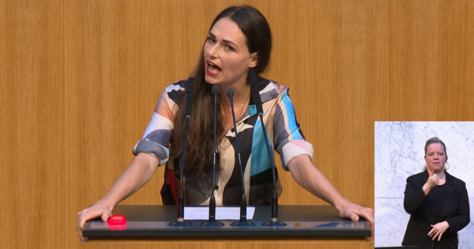 Die Grüne Abgeordnete Barbara Neßler am Rednerpult im Nationalrat.