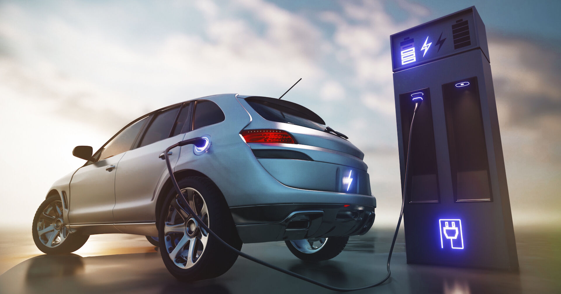 Elektro-Auto, das an einer Ladesäule aufgeladen wird