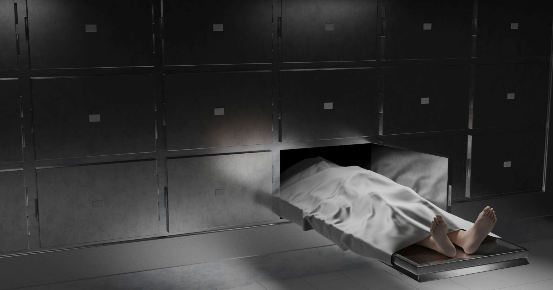Eine Leiche in einer Leichenhalle