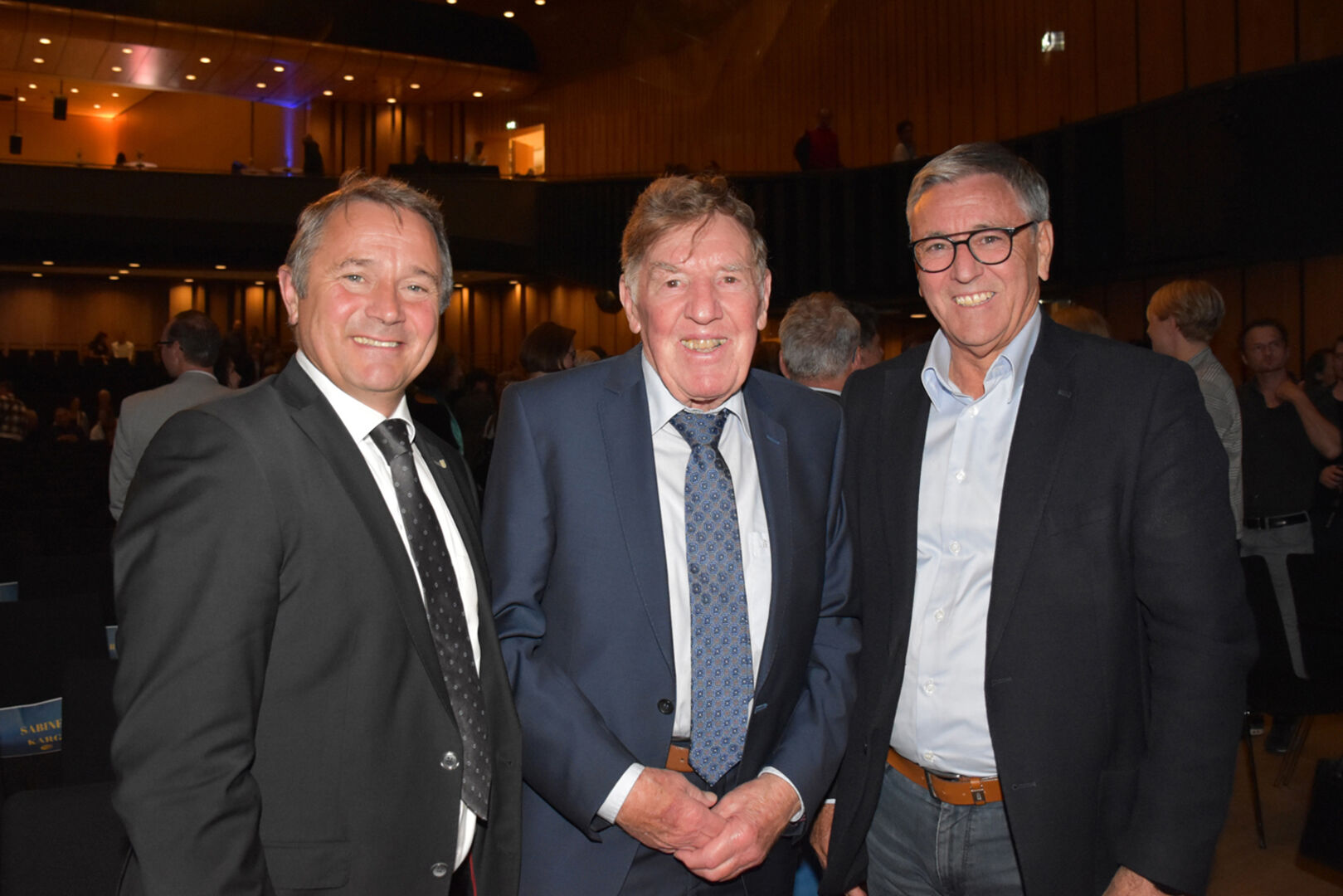 VEV Präsident Stv. Norbert Sieber, Kurt Amann (VEV Gründungsmitglied) und Feldkirch-Bürgermeister Wolfgang Matt
