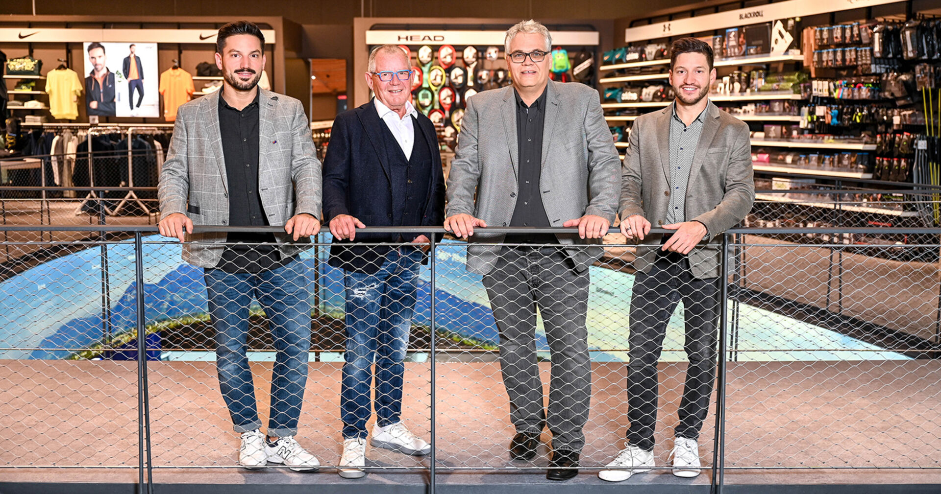 Intersport Fischer Eigentümer und Führungsriege: Michael mit Vater Erhard Fischer, Tobias Stergiotis und Bruder Mario Fischer (v. li.)