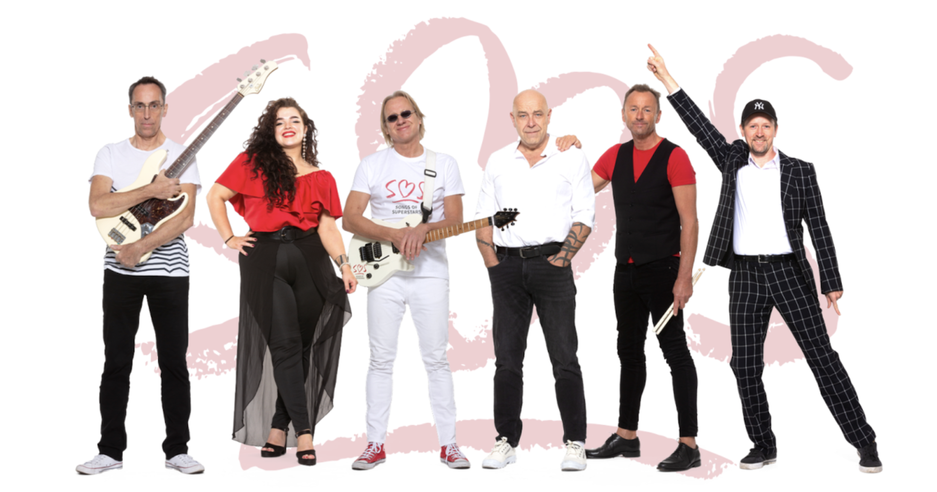 Die Mitglieder der Band &quot;SOS - Songs of Superstars&quot; mit Instrumenten | Credit: SOS - Songs of Superstars