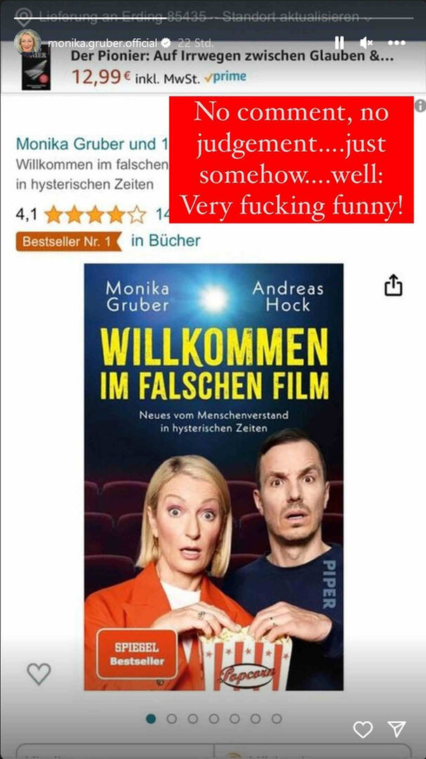 Ein Screenshot von Monika Grubers Insta-Story.