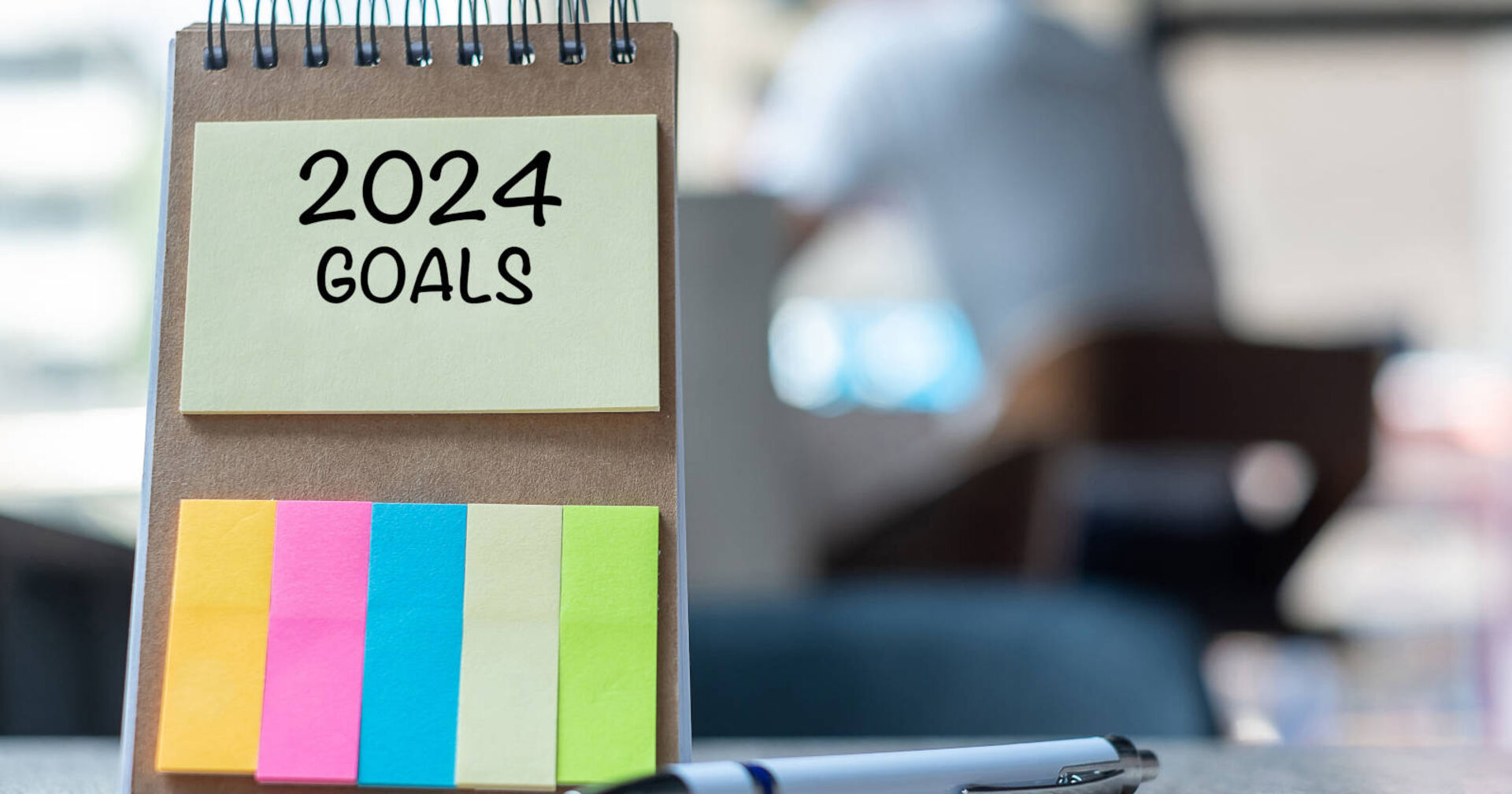 Ein Kalender, um die Ziele für 2024 zu planen.