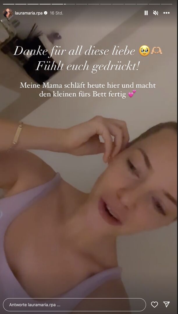 Eine Instagram Story mit Laura Maria Rypa und einem Text an ihre Follower.