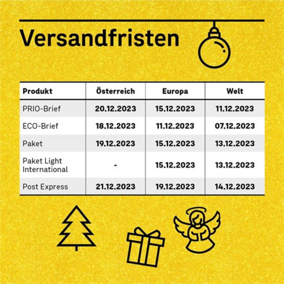 Versandfristen der Österreichischen Post