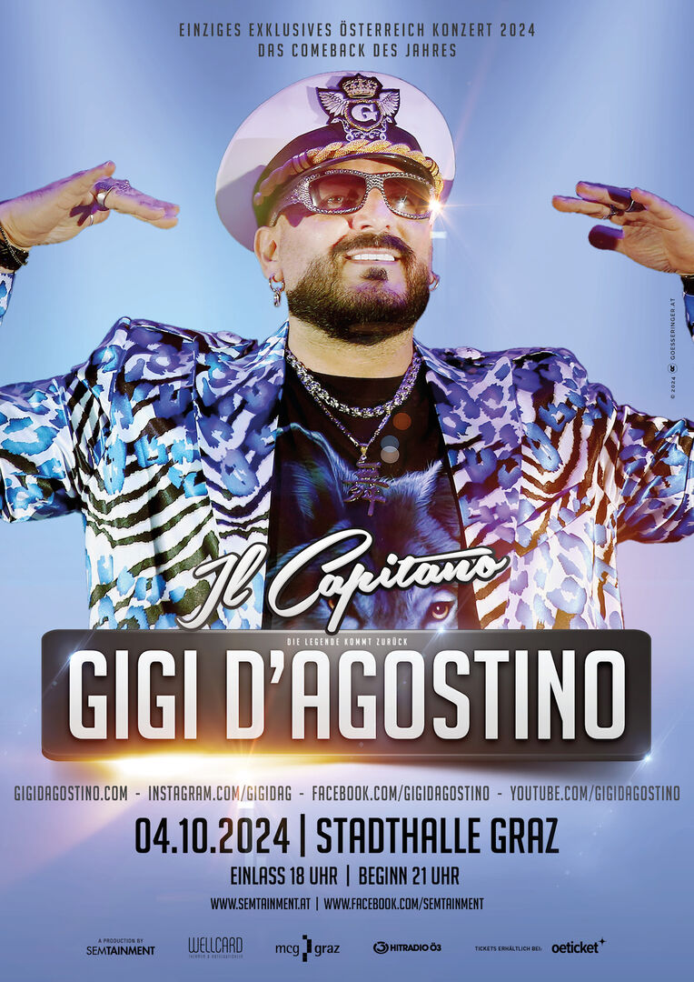 Ein Werbeplakat für den Auftritt von Gigi D'Agostino.