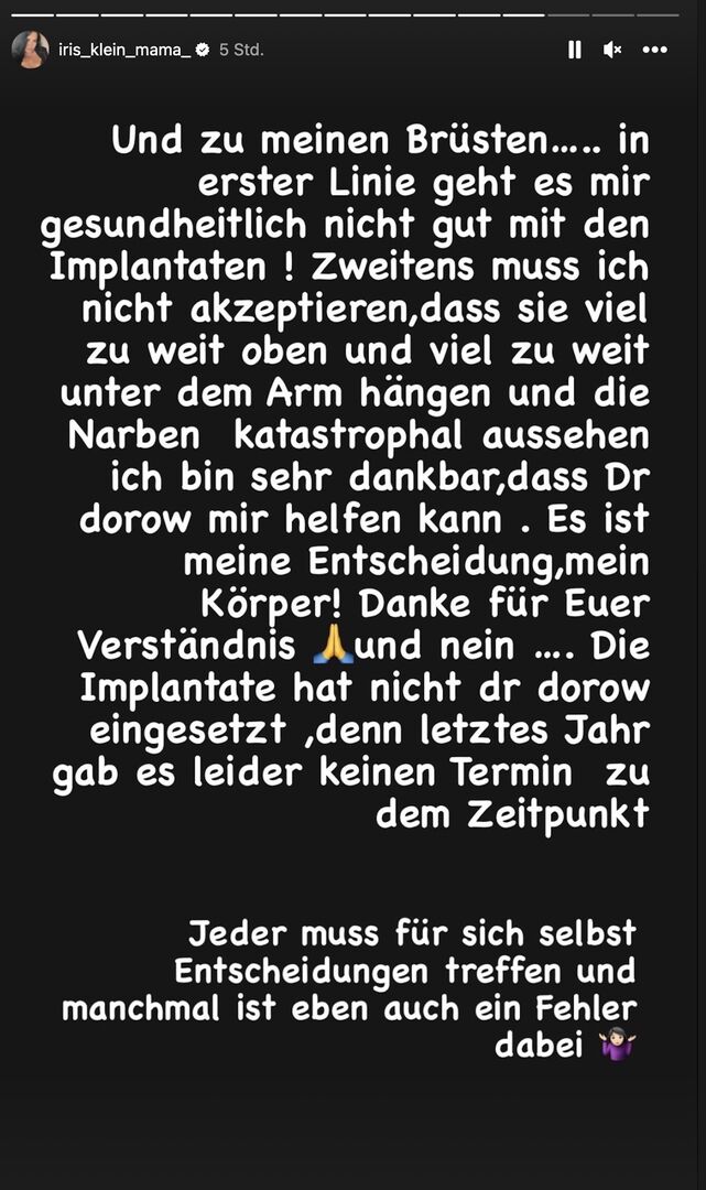 Ein Screenshot mit Text aus Instagram.