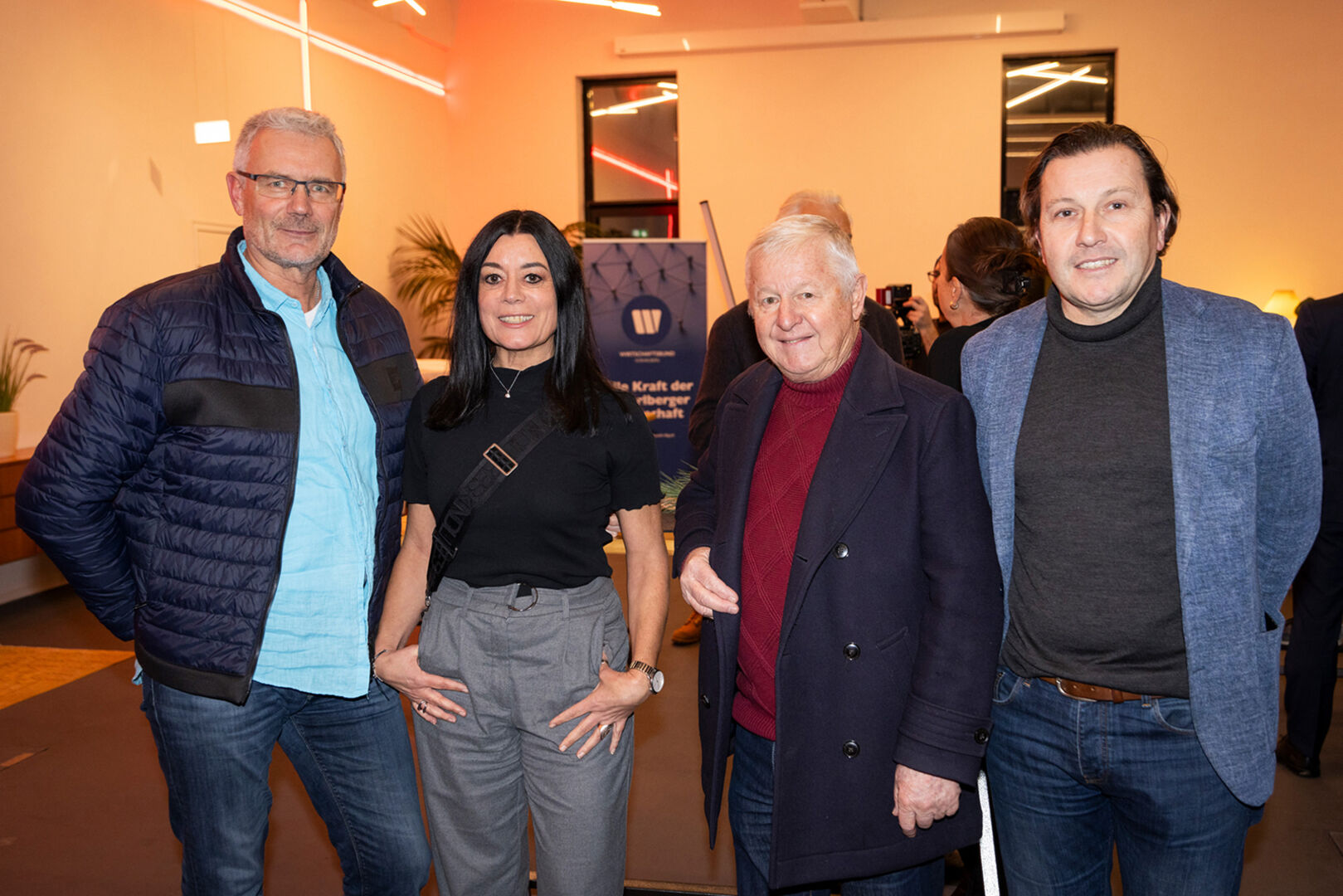 Günter Böhler (VNL West), Elke Böhler (Bischof Transporte), Richard Elsner (Bregenz)  und Baumeister Gerald Illigen (Sachverständiger Bauwesen) (v. li.)