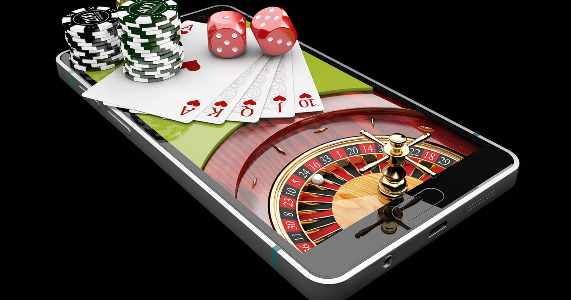 Smartphone mit Spielkarten und Würfeln | Credit: iStock.com/tussik13