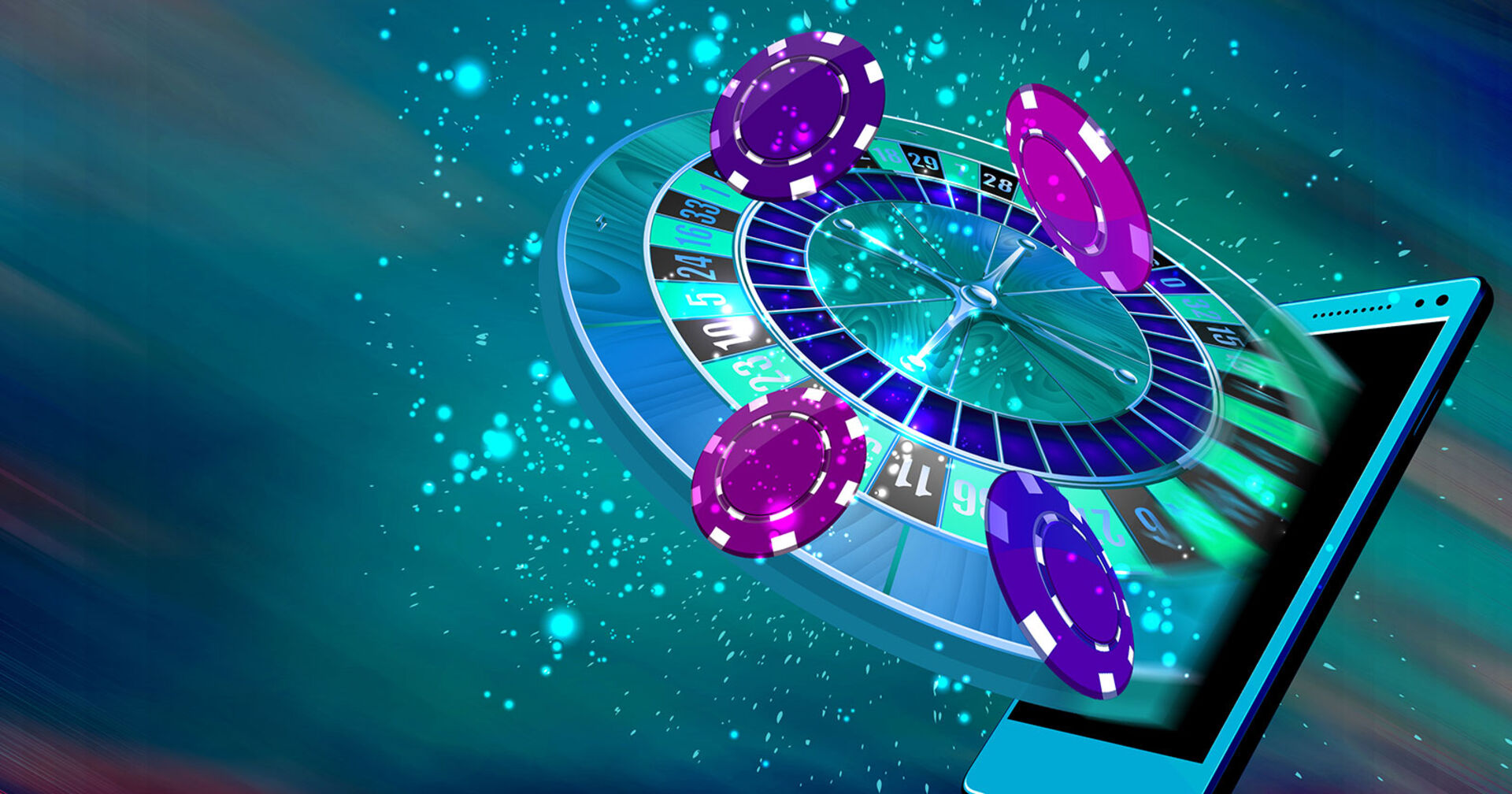 Bildmontage: Roulette Tisch mit Jetons fliegt aus einem Smartphone | Credit: iStock.com/madalina_constantinescu