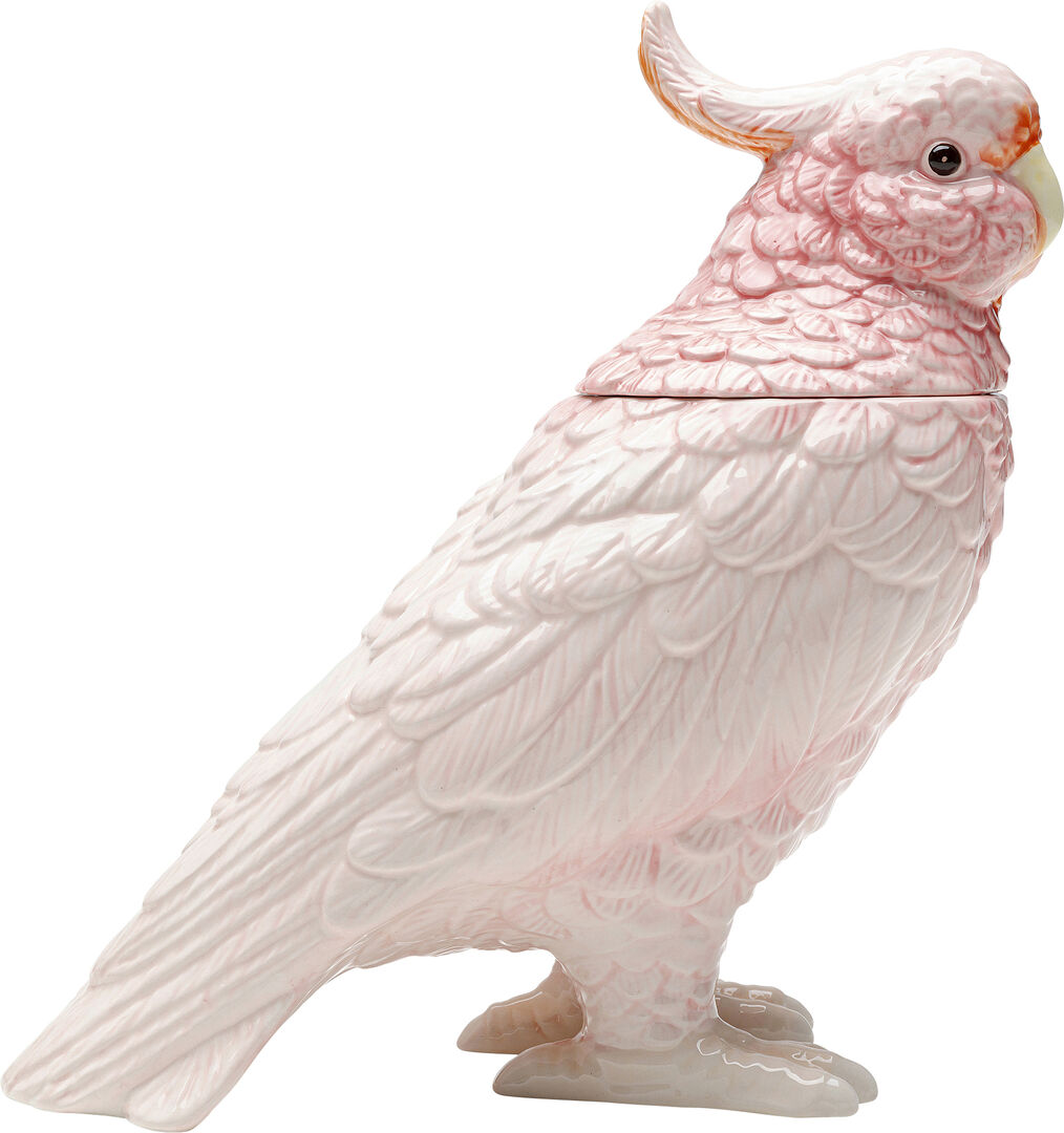 Rosakakadu aus Porzellan, als Dose