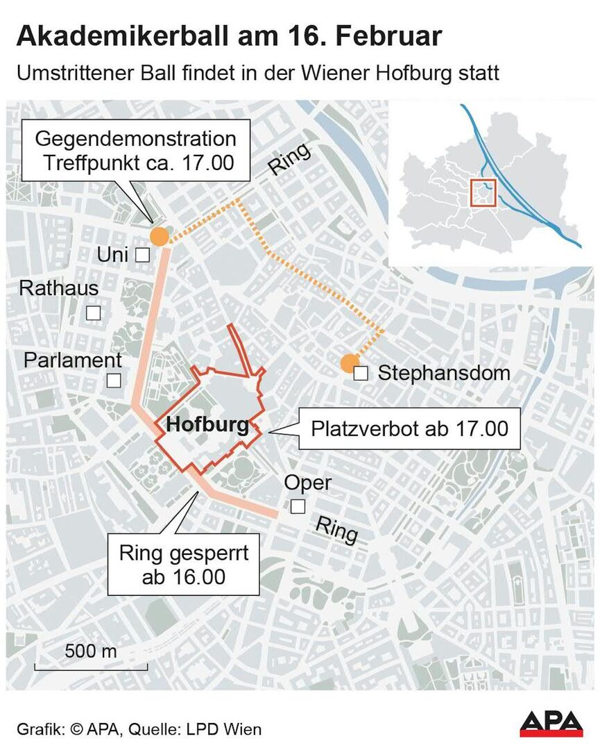 Stadtplan mit Wien mit den eingezeichneten Hotspots