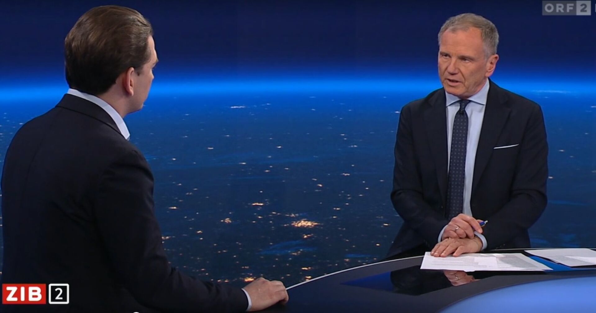 Sebastian Kurz zu Gast bei Armin Wolf in der ZIB2