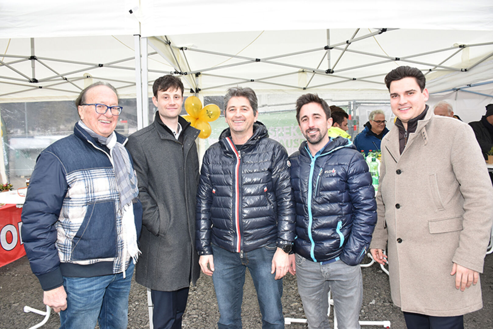 Karl Rieder (ehem. Wein Rieder), Moses Miemlauer (BTV), Peter Lampert und Stefan Vith (LV Immo GmbH) und Jakob Appelt (BTV) (v. li.)