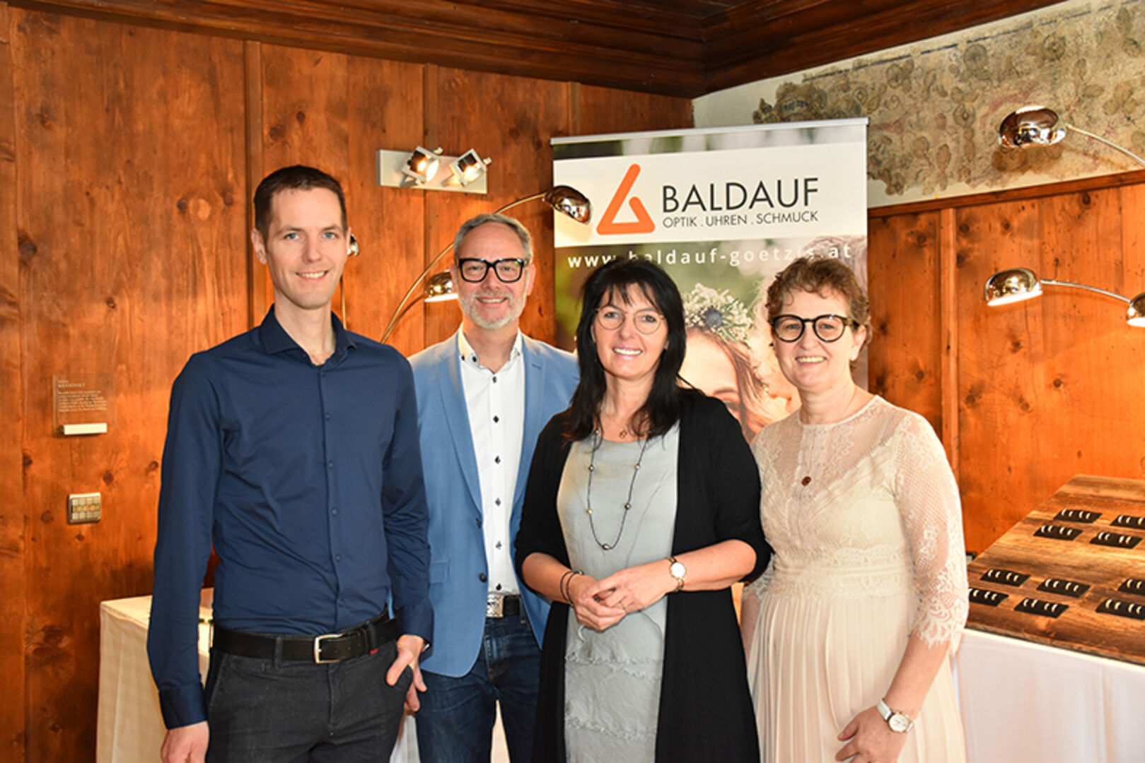 Ulrich Baldauf, Harald Zehenthofer, Birgit Summer und Petra Gapp von Baldauf Optik-Uhren-Schmuck