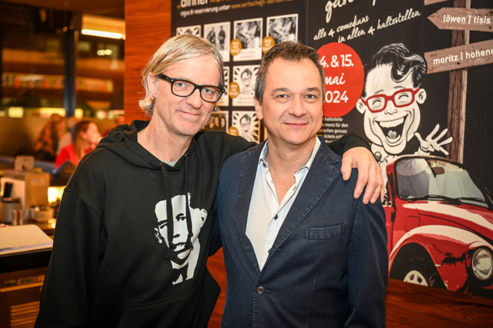 Wirtschaft Dornbirn: Wolfgang Preuss mit Comedian Stefan Bauer  (v. li).