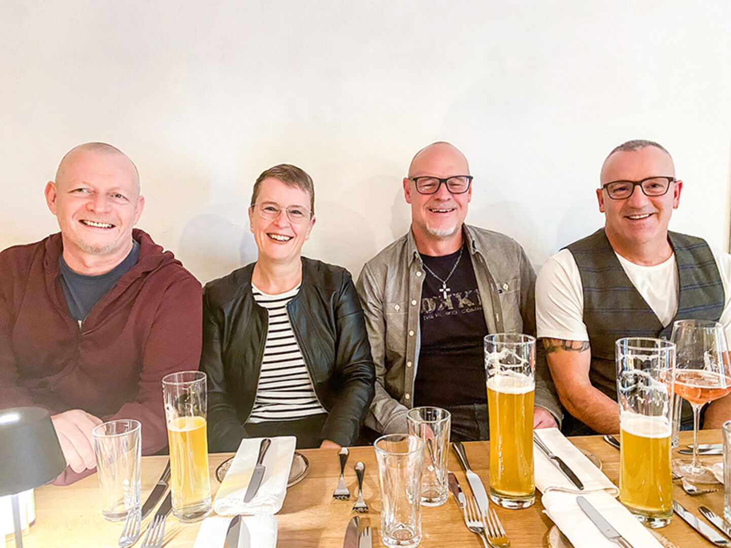 Moritz Bio-Restaurant Hohenems: Klaus Iringer (Rauschfrei-Die Band), Silvia Seidl (Altach), Alex Seidl und Udo Breitenberg (beide Young Boys) (v. li.)