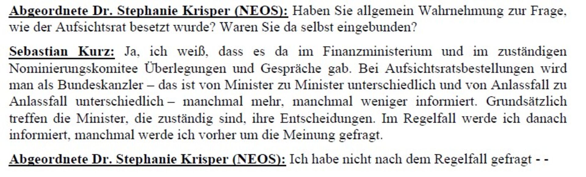 Der Orgiginalauszug aus dem Protokoll