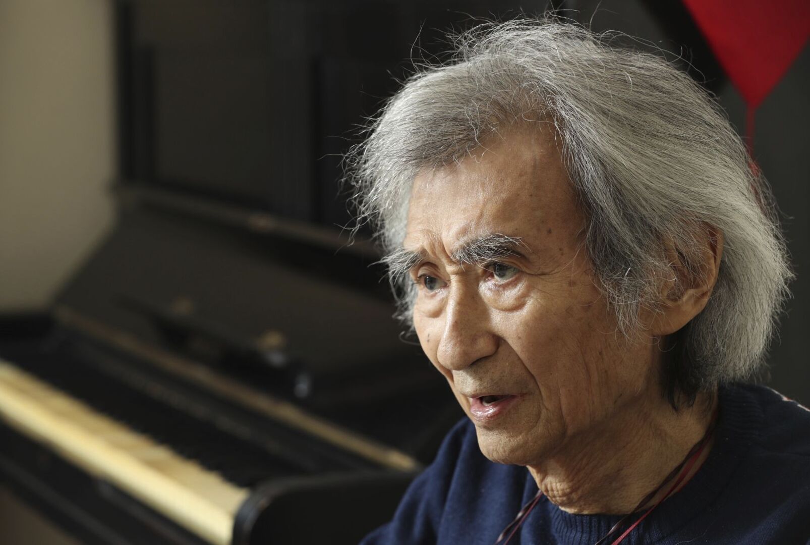 Seiji Ozawa während eines Interviews 2018.